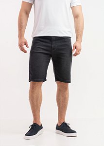 Bermuda Jeans Masculina Pataloo Preta Escura com Elastano