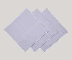 Kit 3 Lenços de Bolso Masculino Presidente 100% Algodão Branco