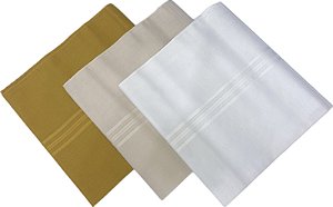 Kit Lenço Presidente Com 3 41cm x 41 cm Caqui, Laranja e Amarelo