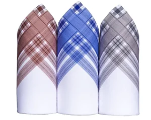 Kit 3 Lenços de Bolso Masculino Presidente Branco Listras Paralelas