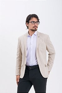 Blazer Masculino Slim Fit Linho Misto Bege Corte Italiano Dochtos