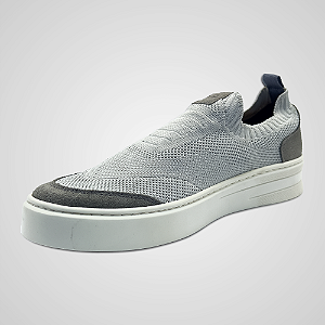 Tênis Slip On Masculino Evoque Prata Tecido Knit Respirável Pataloo