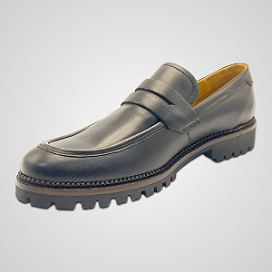 Mocassim Loafer Masculino Couro Preto Solado Tractor Robusto Pataloo