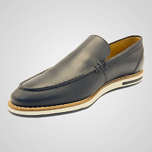 Sapato Mocassim Masculino Couro Legítimo Preto Malaga Solado Casual Pataloo