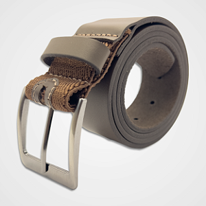Cinto Casual Couro Legítimo Café com Detalhe em Lona 40mm Pataloo