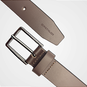 Cinto Social Couro Legítimo Café Fino 30mm Fivela Grafite PATALOO