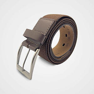 Cinto Elástico Café Ponta em Couro Legítimo 40mm Pataloo