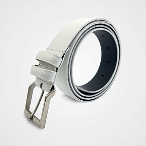 Cinto Social Couro Legítimo Branco 30mm Fivela Grafite Pataloo