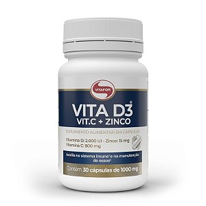 Vita D3 + Vita C + Zinco - 30 Cápsulas - Vitafor