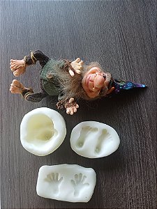 Kit molde de silicone artesanal de gnomo/duende mini
