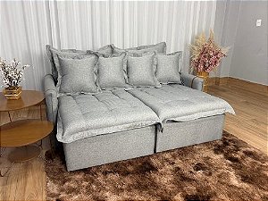 Sofá Cama Retrátil Caixa Zero Munique 2.00m – Cinza Linho