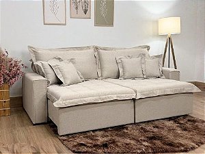 Sofá Cama Retrátil Reclinável Bolt 2.40m Mod.100 – Bege Linho