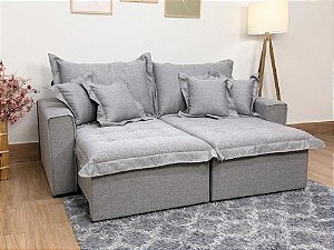 Sofá Cama Retrátil Reclinável Bolt 2.40m Mod.100 – Cinza Linho