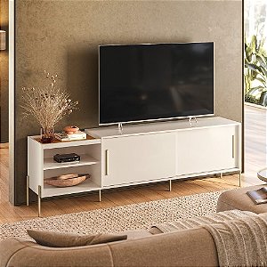 Bancada Maré 2 Portas Deslizantes c/Bandeja Integrada 1.89m 65″ – Cinamomo/Off White