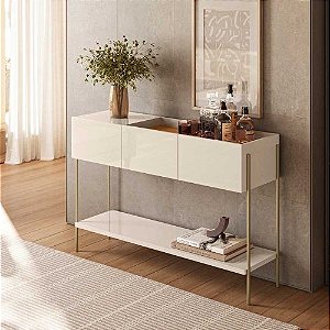 Aparador Porto 3 Portas c/Bandeja Integrada 1.23m – Cinamomo/Off White