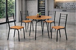 Mesa Tubular Circular Inovare + Cadeiras Belize 90x90m – Cinamomo/Preto
