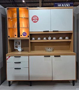 Armário de Cozinha Murano c/Led 1.80m – Freijó Ripado/ Off White