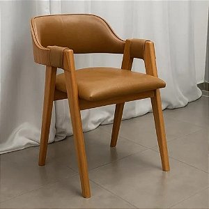 Cadeira Pérola Concha Madeira Maciça JCM – Caramelo Courino