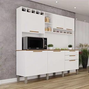 Cozinha New Topázio Branco/Cinamomo 6 Portas 2 Gavetas Larg. 1.65m - Sallêto