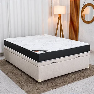 Colchão Casal Ortopédico Classic Supreme Lestespuma + Base Box Baú Casal Confort Korino Palha Blindado Issacar - 138x188x64