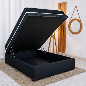 Colchão Casal Ortopédico Classic Supreme Lestespuma + Base Box Baú Casal Confort Korino Preto Blindado Issacar - 138x188x64