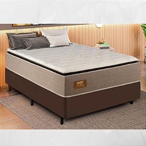 Colchão Casal Molas Ensacadas BlueWave Twins Gazin + Base Box Casal Sued Marrom Ortobel - 138x188x71