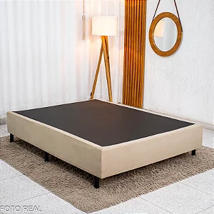 Base Box Casal Suede Bege 138x188x37 - Ortobel