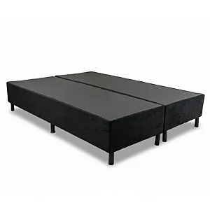 Base Box Casal Bipartida Suede Preto 138x188x37 - Ortobel