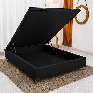 Base Box Baú Casal Carioca Sued Preto Blindado 138x188x40 - Bioflex
