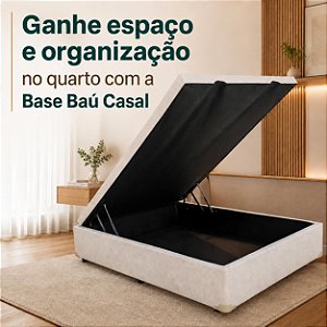 Base Baú Casal Confort Linhão Palha Blindado 138x188x45 - Issacar