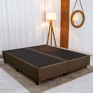 Base Box Queen Bipartida Sued Marrom 158x198x37 - Ortobel