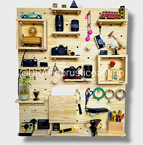 Painel Pegboard 100cm x 120cm - Completo.