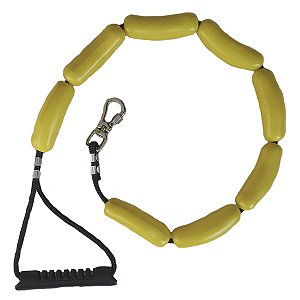 Guia Salsicha Amarela - Corda Preta -  Puxador Preto - Luleko