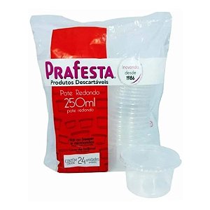 Pote Redondo para Bolo com Tampa 250ml com 24 un PRAFESTA