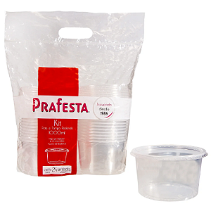 Pote Redondo para Bolo com Tampa 1000ml com 24 un PRAFESTA