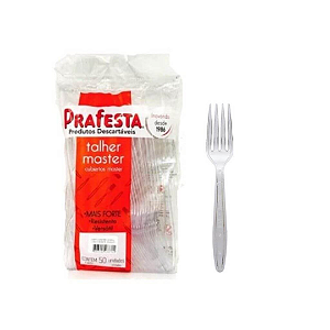 Garfo Refeição Resistente Master Transparente 50 unidades - Prafesta