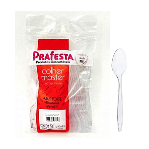 Colher Refeição Resistente Master Cristal 50 unidades - Prafesta