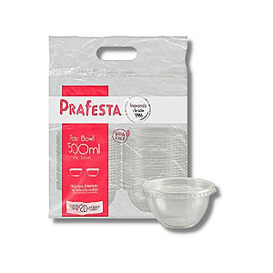 Pote Bowl para Bolo com Tampa 500ml com 20 un PRAFESTA