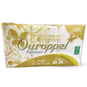 Papel Toalha Interfolha 2 Dobras Folha Simples Premium 1.000 Folhas 20x20 Ouroppel