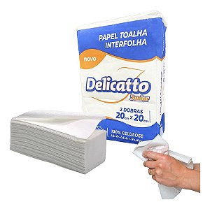 Papel Toalha Interfolha 2 Dobras Folha Simples 20x20 Delicatto