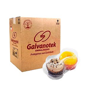 100 un Embalagem 2 Doces G14 Galvanotek com Tampa Transparente PET – Confeitaria Muffin Delivery