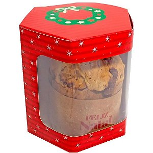 Caixa Sextavada para Panetone 500g Noel 10un - Ideia