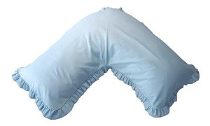 Capa Travesseiro Veet Adulto Azul Bebê Babado Liso