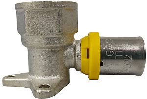 Cotovelo Fêmea Flange Prensar Gás 16MMX1/2" Multicamada Sferagas Kit com 10 unidades