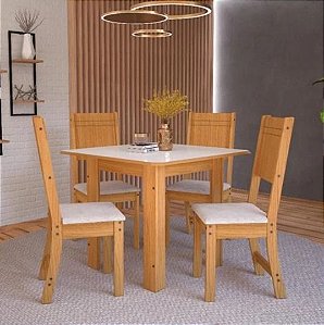 Conjunto Mesa de Jantar e 4 Cadeiras Karla Indekes