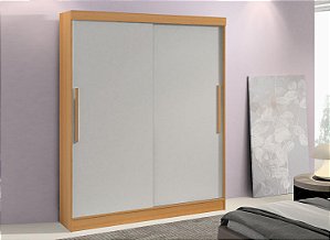 Roupeiro de porta deslizante Lupion acabamento branco 204 cm(altura)150  cm(largura)65 cm(comprimento)