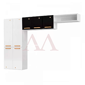 COZINHA TELASUL COMPACTA 09 7P NICHO S/VD DIAMANTE NEW SMART BRANCO / PRETO 818409-02
