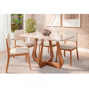 CJ MESA 4C CIMOL BROMELIA RETANGULAR 130x80 AMARILIS MADEIRA/OFFWHITE/LINHO CRU