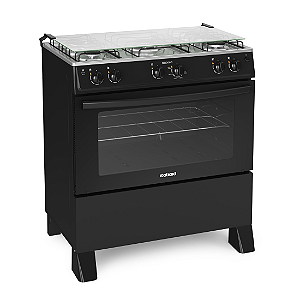 Fogão Star New 5 Bocas Preto, Mesa Inox, Acendimento Automático Itatiaia