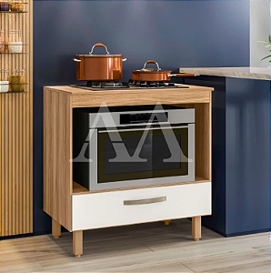 BALCAO NICIOLI 1G P/ COOKTOP 80 FREIJO/OFF WHITE CRISTAL